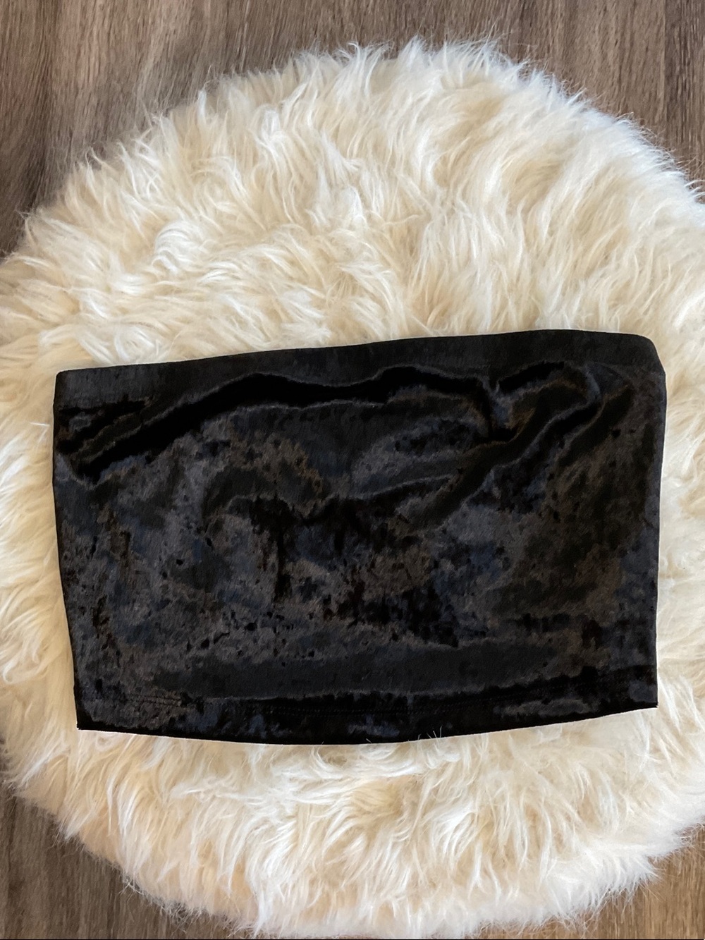 Forever 21 Black Velvet Strapless Crop Top